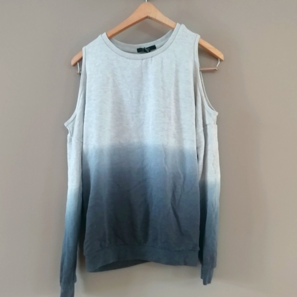 F21 Ombre Dip Dyed Cold Shoulder Sweatshirt